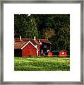 Old Red Farm Houses In Rural Nature Framed Print