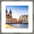 Old Town Square And Church Of Our Lady Before Týn In Prague At Sunrise. Czech Republic Framed Print