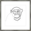 Oneline Monkey Framed Print