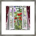Open Window View Onto Wild Flower Garden Framed Print