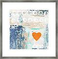 Orange Heart- Abstract Painting Framed Print