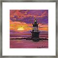Orient Point Lighthouse Sunset Framed Print