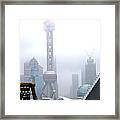 Oriental Pearl Tower Under Fog Framed Print