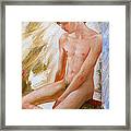 Original Man Oil Painting Nude Sitting On The Window#16-2-5-28 Framed Print