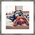 Our Bed Is Short Framed Print