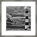 Outer Banks - Stormy Day At Bodie Lighthouse Bw Framed Print