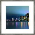 Overcast Miami Night Skyline Framed Print