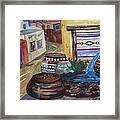 Painted Pots And Chili Peppers Ii Framed Print