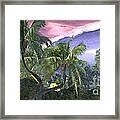 Palms And Purple Sky Framed Print