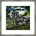 Panhead Harley And Ford Pickup Framed Print