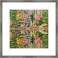 Panorama Of Fall Color On Torsey Pond Readfield Maine Framed Print