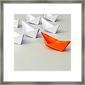 Paper Boat Business Leadership Concept Framed Print