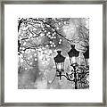 Paris Christmas Sparkle Lights Street Lanterns - Paris Holiday Street Lamps  Black and White Lights Beach Towel by Kathy Fornal - Pixels