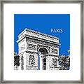 Paris Skyline Arc De Triomphe - Blue Framed Print