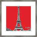 Paris Skyline Eiffel Tower - Red Framed Print