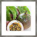Passion Fruit On An Old Table Framed Print