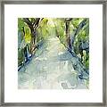 Path Conservatory Garden Central Park Watercolor Painting Framed Print