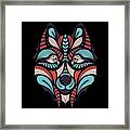 Patterned Colored Head Of The Wolf Framed Print