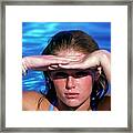 Patti Hansen In A Swimming Pool Framed Print