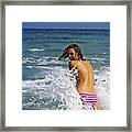Patti Hansen Topless In Surf Framed Print
