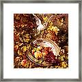 Peaches And Grapes With A Dove - Bourland - 1875 Framed Print