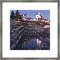Pemaquid Point Lighthouse Tide Pool Reflection On Maine Coast Framed Print