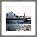 People On Bridge In Stockholm Framed Print