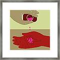Person Pouring Pills Into Hand Framed Print