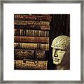 Phrenology Head And Old Books Framed Print