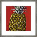 Pineapple On Red Framed Print