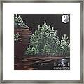 Pines With Moon Framed Print