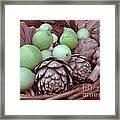 Pink Artichokes With Green Lemons And Oranges Framed Print