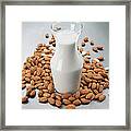 Pitcher Of Milk And Raw Almonds Framed Print