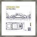 Porsche 356a Blueprint Framed Print