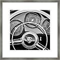 Porsche Steering Wheel Emblem -0444bw Framed Print