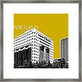 Portland Skyline Ficha Building - Gold Framed Print