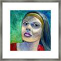 Portrait Art Woman In Red Framed Print