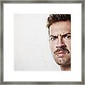 Portrait Of An Angry Man With Mustache Framed Print