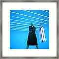 Portrait Of Beautiful Young Woman In Neon Light Framed Print