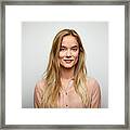Portrait Of Businesswoman With Long Blond Hair Framed Print
