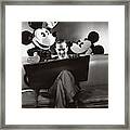 Portrait Of Walt Disney Sitting With Open Cartoon Framed Print