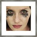 Portrait Of Woman With Running Eye Mascara Framed Print