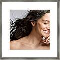 Portrait Of Young Brunette Woman Framed Print