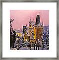 Prague Charles Bridge  Winter Evening Framed Print