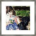 Pup And Paperback Framed Print