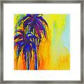 Purple Palm Trees Sunset - Modern Colorful Landscape Framed Print