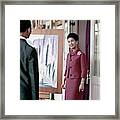 Queen Sirikit Of Thailand Looking At A Painting Framed Print