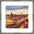 Queensboro Bridge And Manhattan Night Framed Print