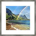 Rainbow Over Haena Beach Framed Print