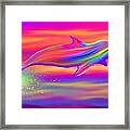 Rainbow Tide Dolphin Framed Print